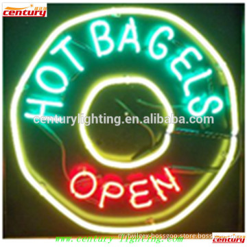 hot bagels open neon sign